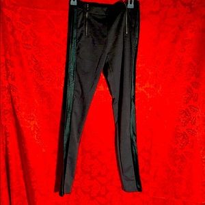 Knit double zipper front pants